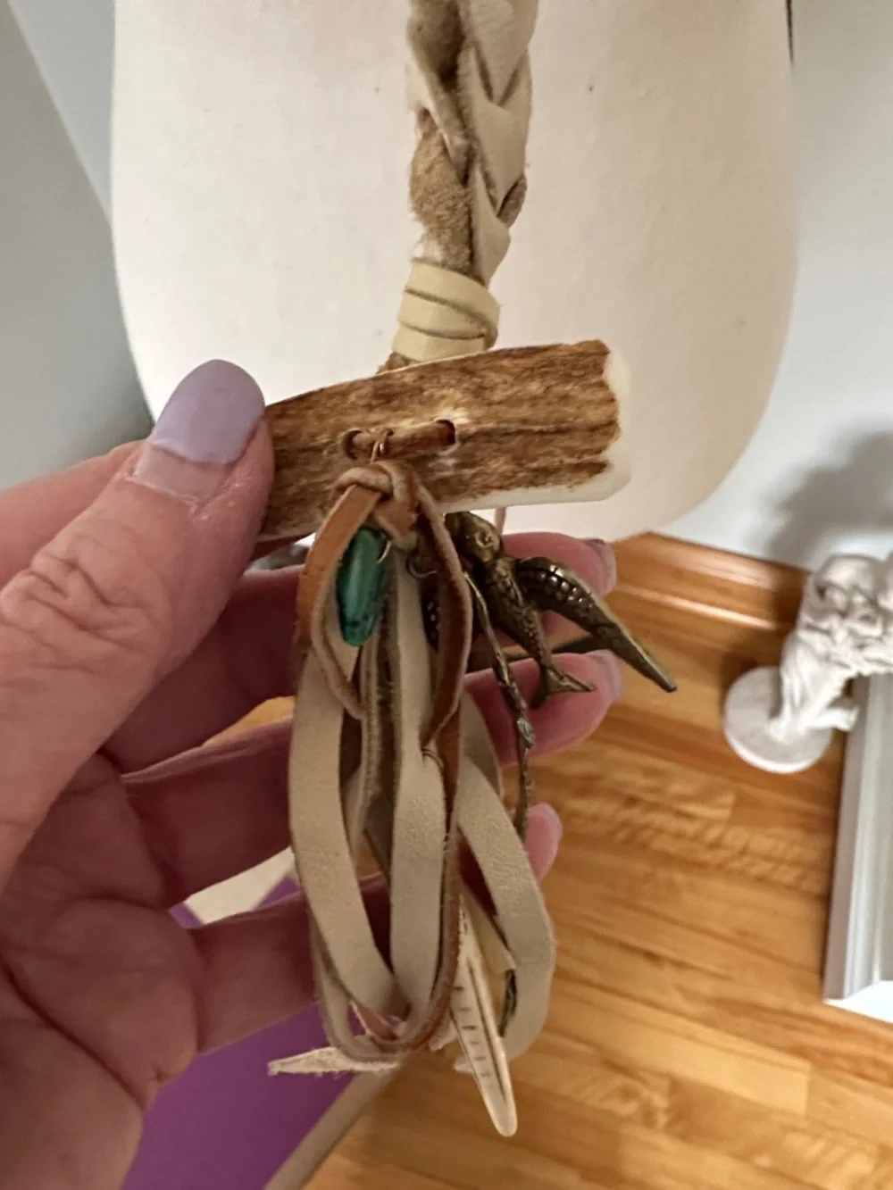 Boho Braided Tassel Necklace - Beige - Picture 4 of 5